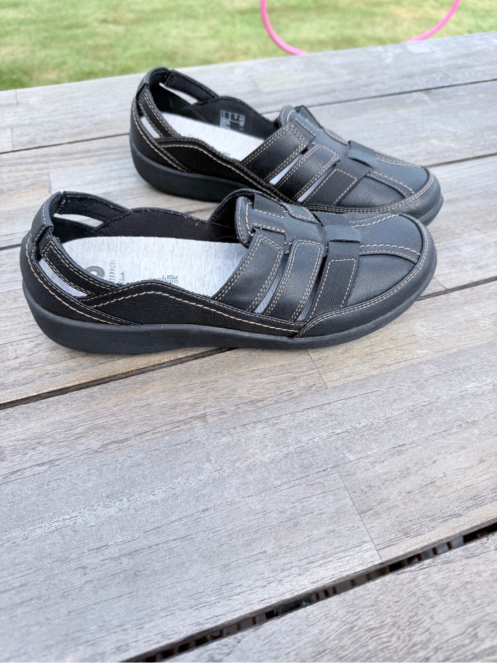 Clarks Cloudsteppers Sillian Stork Flats Women's 9 Black Slip On Casual Shoes